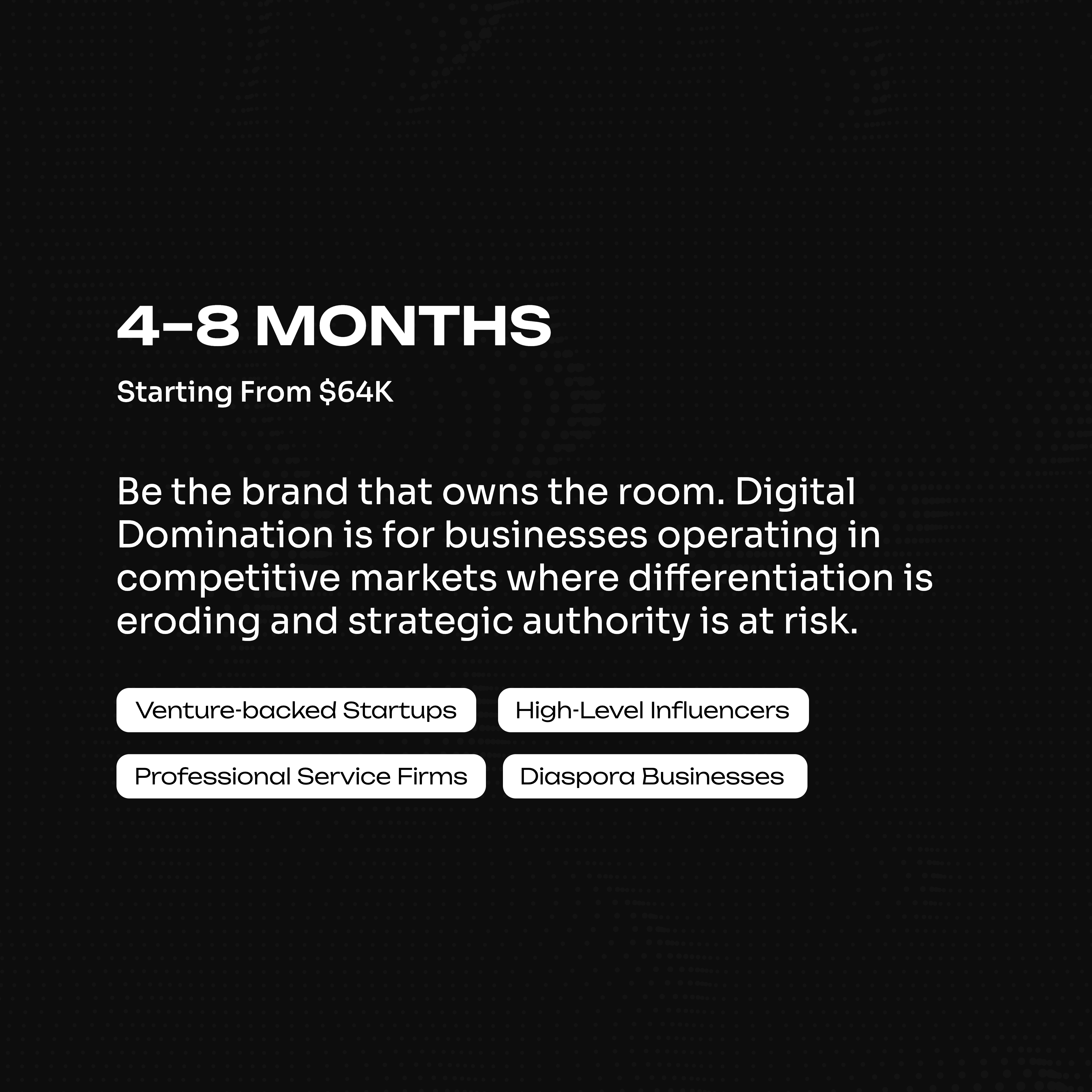 Digital Domination is for businesses operating in competitive markets where differentiation is eroding and strategic authority is at risk.