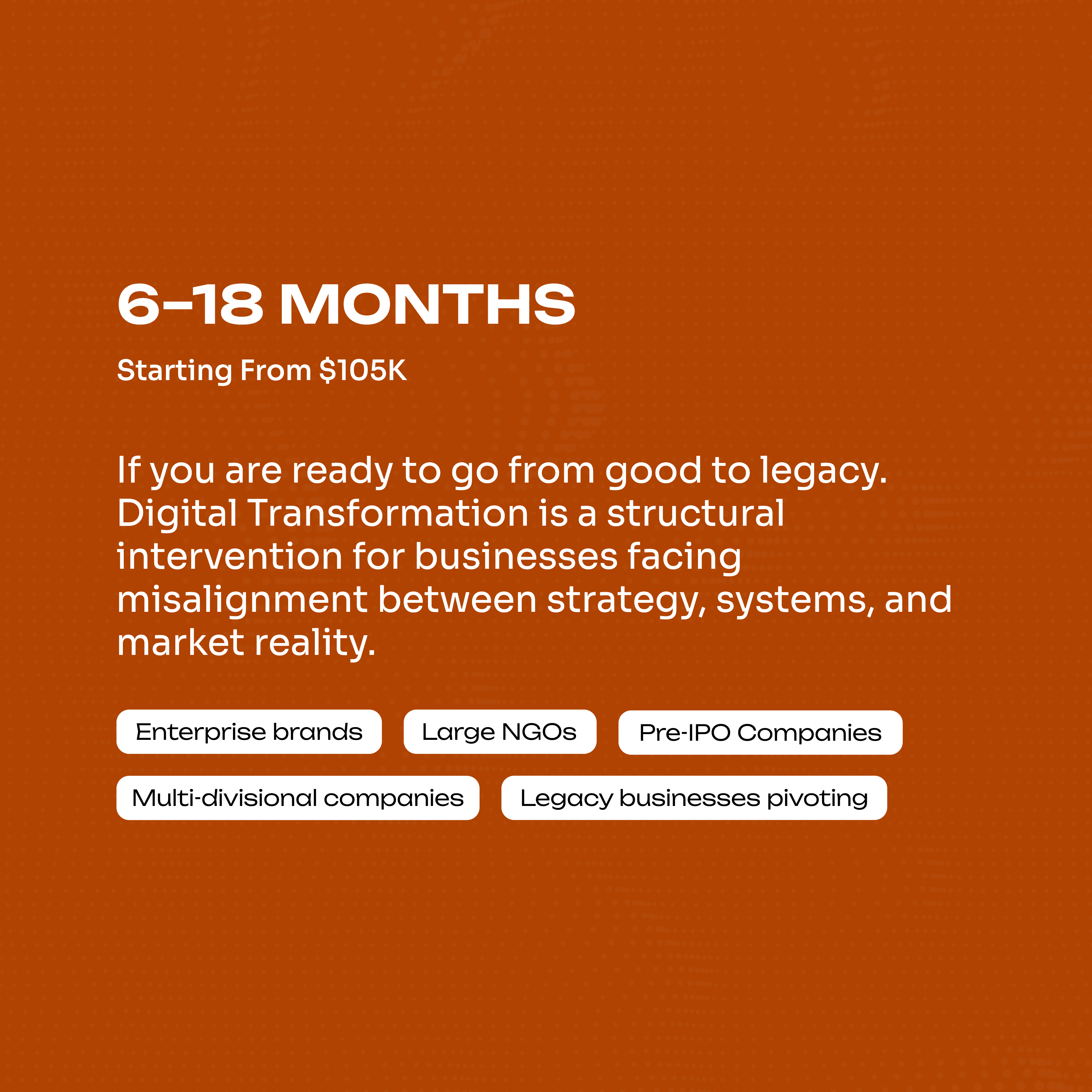 Digital Transformation is a structural intervention for businesses facing misalignment between strategy, systems, and market reality.